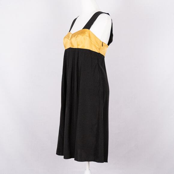 Amanda Uprichard Babydoll Style Silk Slip Dress Size SMALL Black & Gold Luxury - Picture 3 of 7